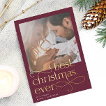 Best Christmas Ever Engagement Photo Foil Holiday Card<br><div class="desc">Share the news of your holiday season engagement with these elegant and festive engagement announcement cards featuring a square photo with "best Christmas ever" overlaid in gold foil lettering. Personalise with your announcement (shown with "we're engaged") and names beneath,  and add additional details to the back.</div>