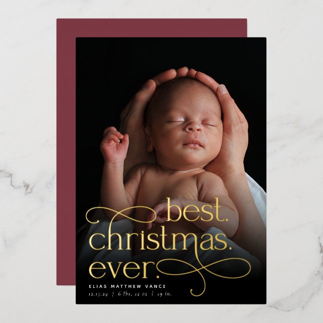 Best Christmas Ever Holiday Birth Announcement (Front/Back)