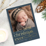 Best Christmas Ever Holiday Birth Announcement<br><div class="desc">Share the news of your holiday season baby with these elegant and festive engagement announcement cards featuring a square photo with "best Christmas ever" overlaid in gold foil lettering. Personalise with your little one's name and birth stats,  and add an additional photo to the back.</div>
