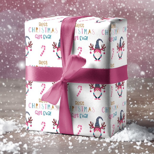 Best Christmas Gift Eva! Funny & Bright Gnome Wrapping Paper Sheet (Best Christmas Gift Eva! Funny & Bright Gnome Wrapping Paper Sheets)