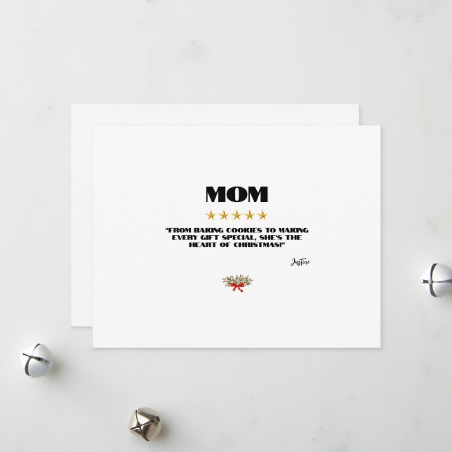 Best Christmas Mum 5-Star Review Design Editable Holiday Card (Front/Back In Situ)
