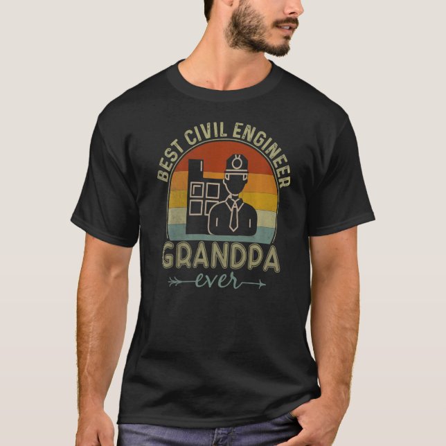 Best Civil Engineer Grandpa Ever Retro Graphic Fat T-Shirt (Front)
