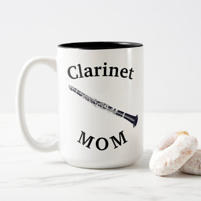 Best "Clarinet MOM" Ever! Mother's Day Two-Tone Coffee Mug (With Donut)