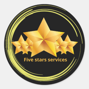 best classic five star service circular round sticker