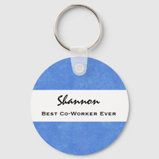 Best Co-Worker Ever Custom Name Blue Grunge V02 Key Ring