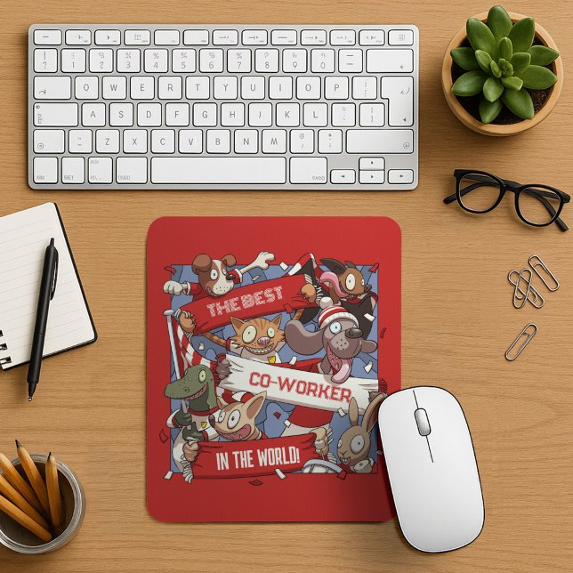 Best Co-Worker Funny Animal Sports Fans Cartoon Mouse Mat (Creator Uploaded)