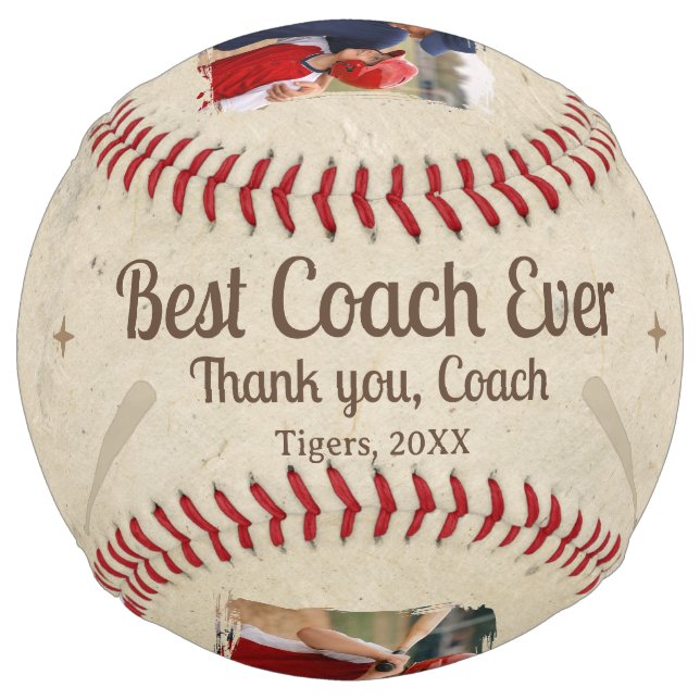 Best Coach Ever 2 Photo Coach Gift Keepsake Softball (Front)