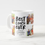 Best coach ever 7 photo collage team gift large coffee mug<br><div class="desc">With spots for 7 photos,  this collage mug makes a great gift for the best coach ever. Celebrate a successful season and thank your coach with this personalised mug featuring black and white type in a modern brush lettering along with room for a name,  team,  record or other text.</div>