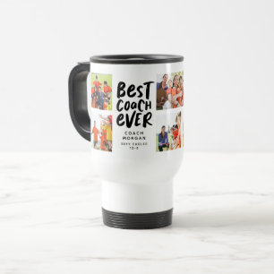 Best coach ever 7 photo collage team gift travel mug