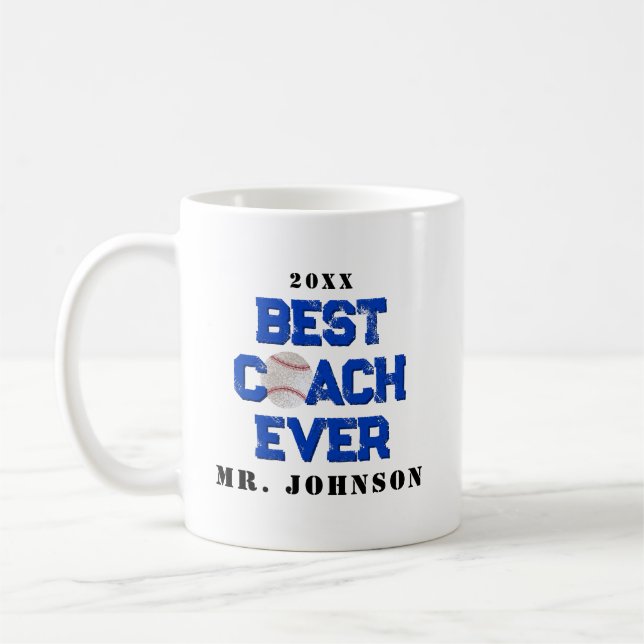 Best Coach Ever Baseball Coffee Mug (Left)