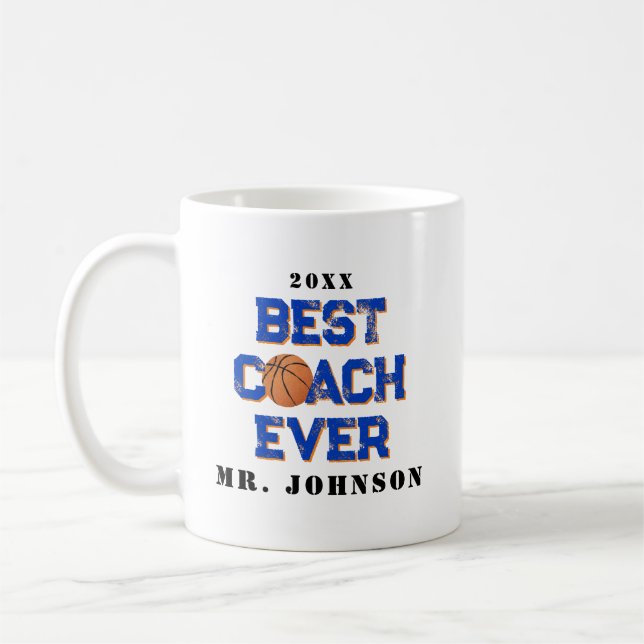Best Coach Ever - Basketball Coffee Mug (Left)