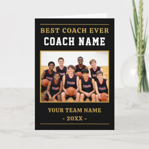 Best Coach Ever Basketball Photo Thank You Card