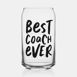 Best coach ever fun black personalised sports gift can glass