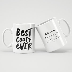Best coach ever fun black white sports large coffee mug