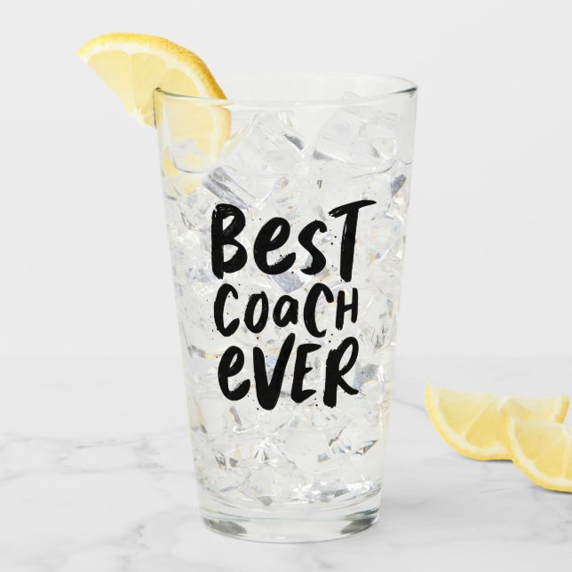 Best coach ever fun personalised gift sports glass (Front Ice)