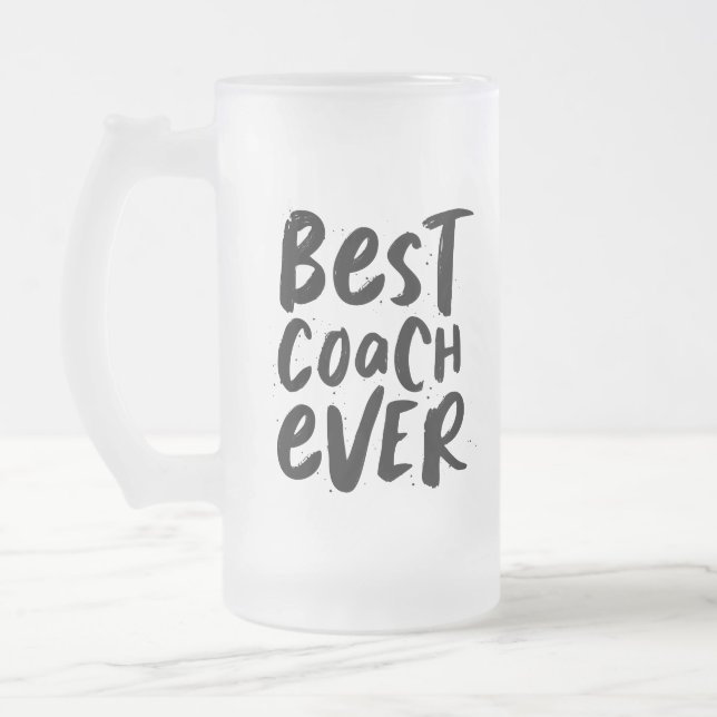 Best coach ever fun personalised gift sports glass frosted glass beer mug (Left)