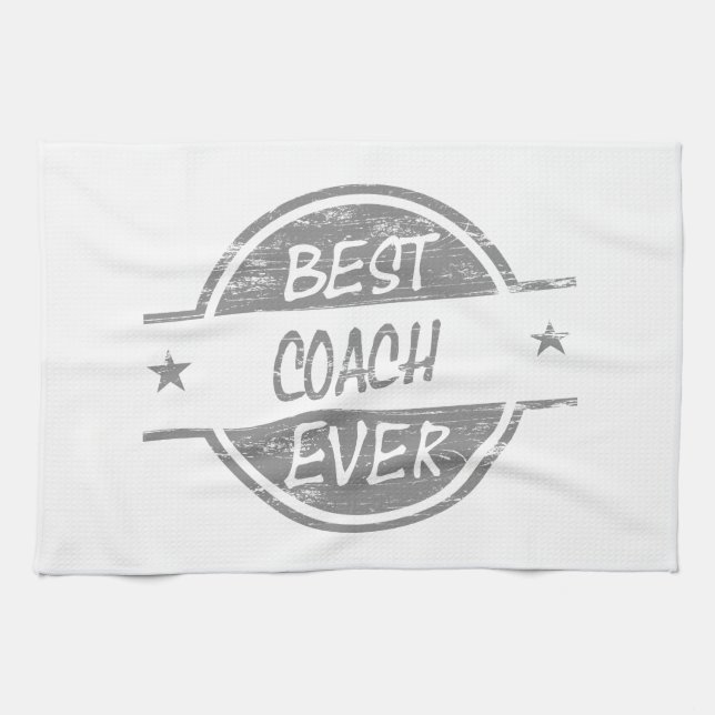 Best Coach Ever Grey Tea Towel (Horizontal)