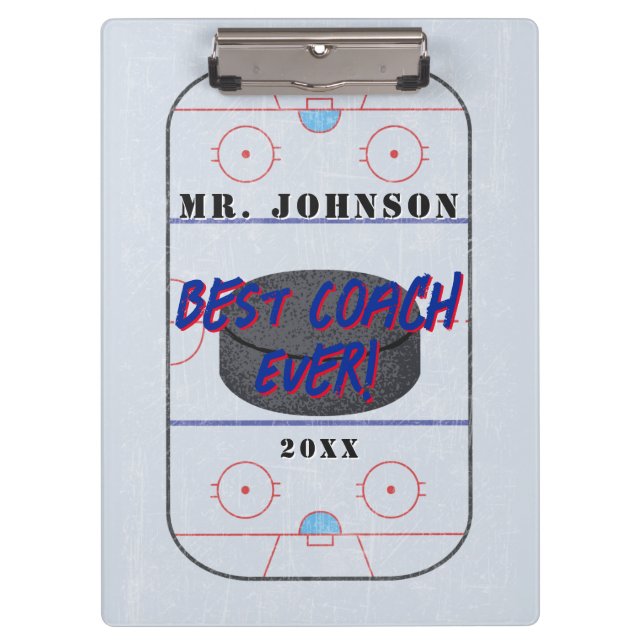 Best Coach Ever Ice Hockey Clipboard (Front)