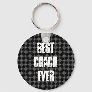 Best Coach Ever Modern Black Silver Pattern Key Ring