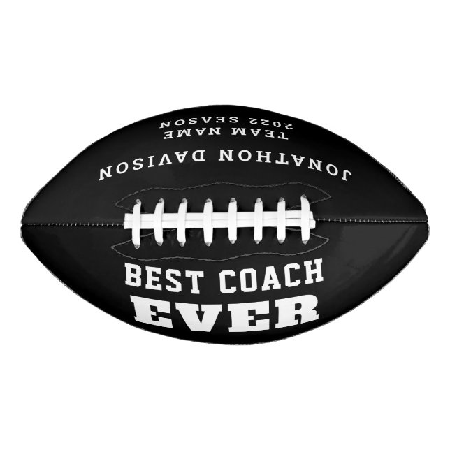 Best Coach Ever Name Team Year Black White American Football (Front)