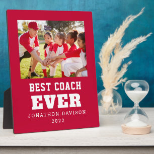 Best Coach Ever Name Year Team Photo Red White Plaque