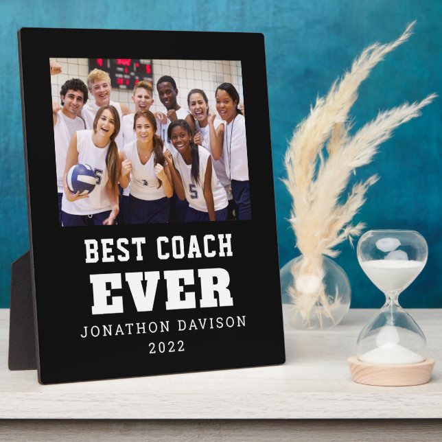 Best Coach Ever Name Year Team Photo White Black Plaque (Side)