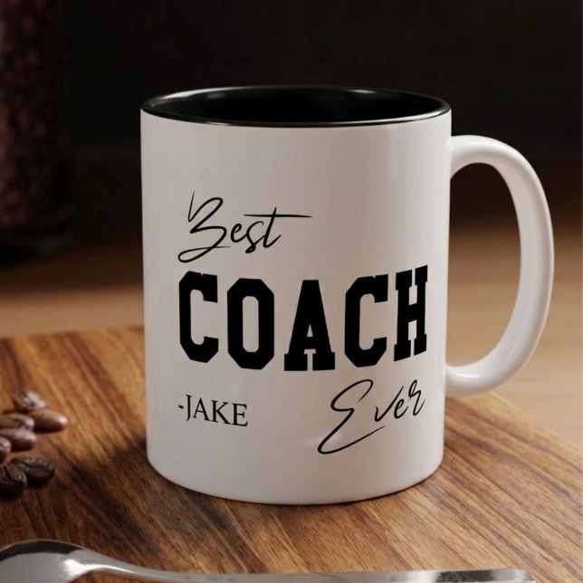 Best Coach Ever Personalised  Appreciation Gift  Two-Tone Coffee Mug (Creator Uploaded)