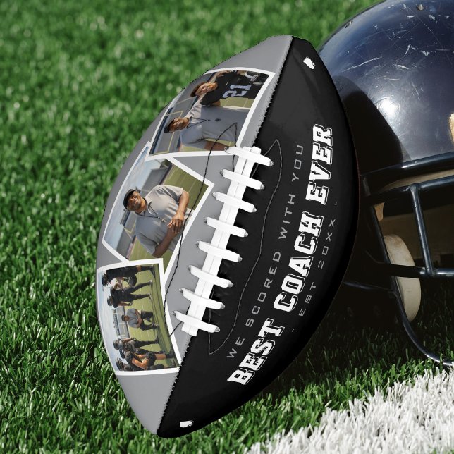 Best Coach Ever Photo Grey & Black American Football (Best Coach Ever Photo Grey & Black Football
)