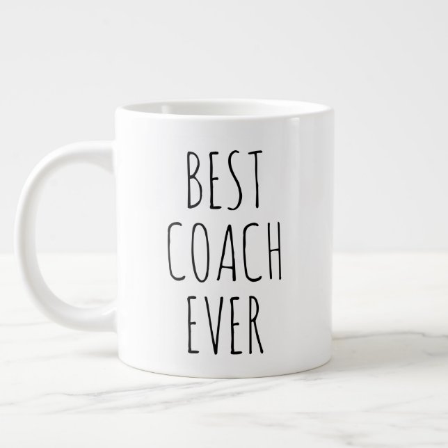 "Best Coach Ever" Simple Modern Farmhouse Large Coffee Mug (Left)