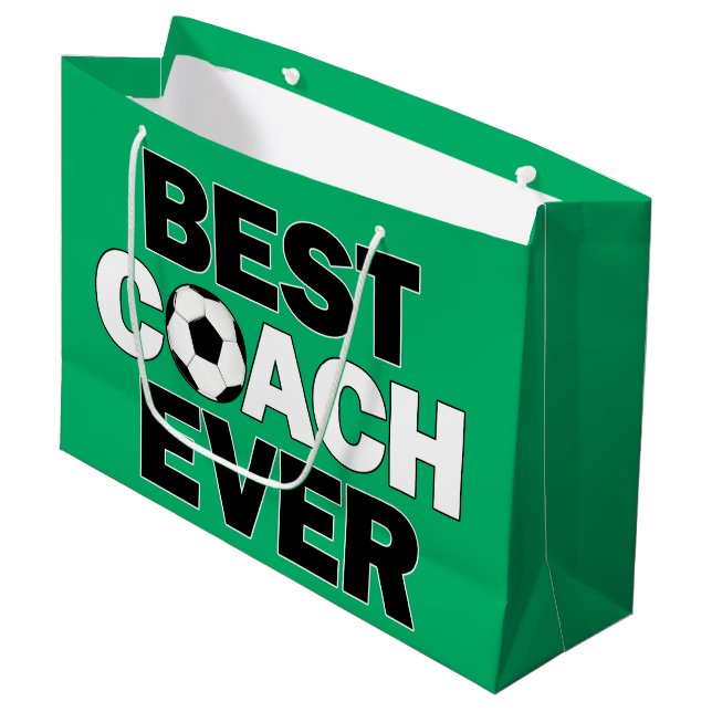 Best Coach Ever Soccer Coach's Sports Party Large Gift Bag (Front Angled)