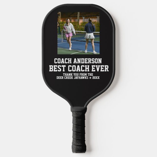 Best Coach Ever Sports Modern Thank You Photo Pickleball Paddle (Front)