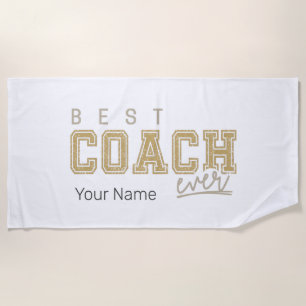 Best Coach Ever Trainer Vintage Design for Teacher Beach Towel