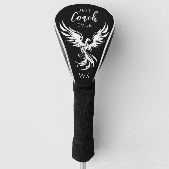 Best Coach Phoenix Monogram Initial Black & White Golf Head Cover (Front)
