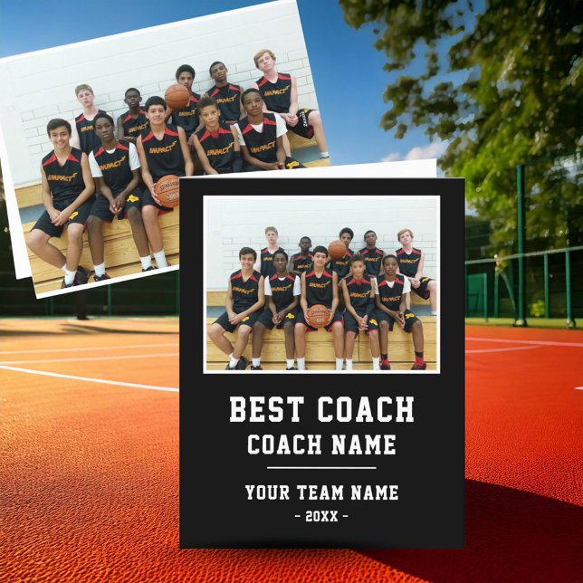 Best Coach Team Name Photo Thank You Card (Creator Uploaded)