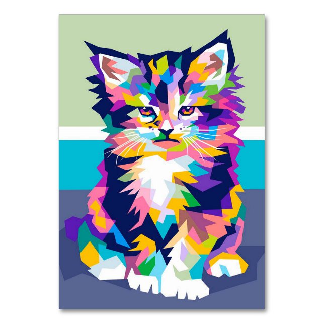 Best Colourful Cat Art  Table Number (Front)