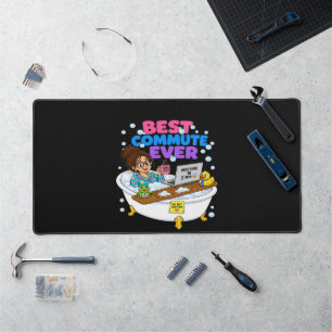 Best Commute Ever Funny Work From Home Design Desk Mat