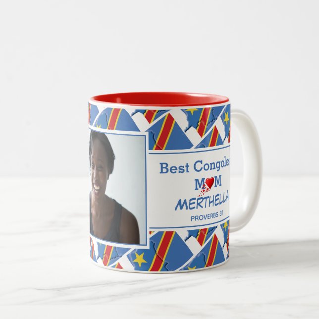 BEST CONGOLESE MOM Personalised DRC CONGO Photo Two-Tone Coffee Mug (Front Right)