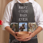 Best cook dad ever Father's Day photo collage Apron<br><div class="desc">BEST COOK DAD EVER bold white typography on rustic dark charcoal chalkboard love your dad personalised kitchen or barbecue apron for your dad or grandfather. Easy to personalise with 3 photos,  text,  and your signature.</div>