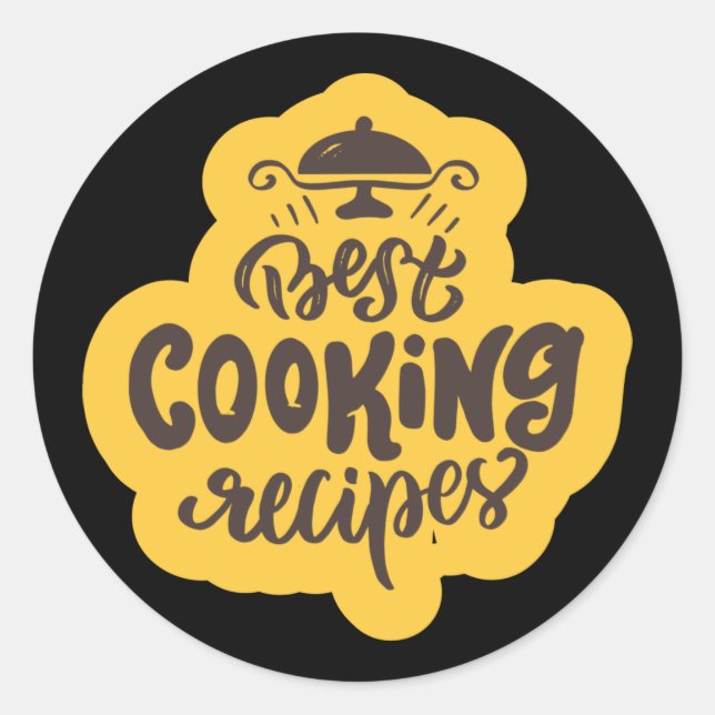 best cooking recipes word art classic round sticker (Front)