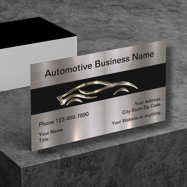 Best Cool Metallic Look Automotive Business Card  (Creator Uploaded)
