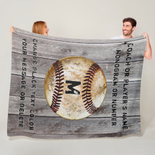 Best Cool Rustic Personalised Baseball Coach Gifts Fleece Blanket