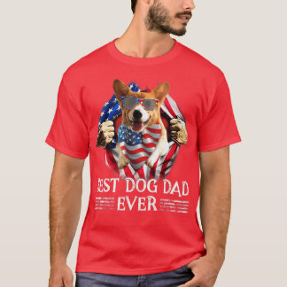Best Corgi Dad Ever American Flag 4th Of July Gift T-Shirt