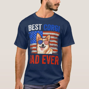 Best Corgi Dad Ever American Flag Fathers Day T-Shirt
