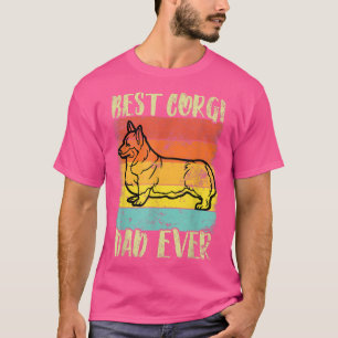Best Corgi Dad Ever Design Retro Vintage Sunset T-Shirt