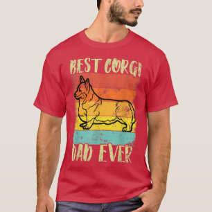 Best Corgi Dad Ever Design Retro Vintage Sunset T-Shirt