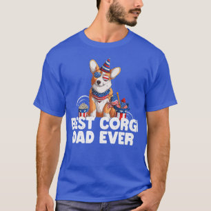 Best Corgi Dad Ever Funny 4th Of July American Fla T-Shirt