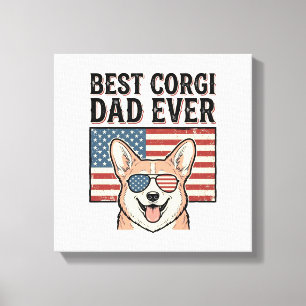 Best Corgi Dad Ever Patriotic Vintage Dog Shirt_1 Canvas Print
