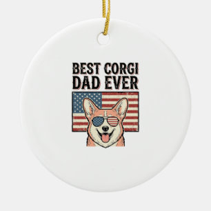 Best Corgi Dad Ever Patriotic Vintage Dog Shirt_1 Ceramic Tree Decoration