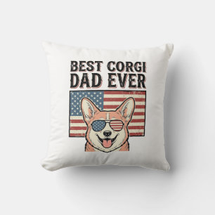 Best Corgi Dad Ever Patriotic Vintage Dog Shirt_1 Cushion