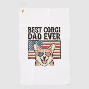 Best Corgi Dad Ever Patriotic Vintage Dog Shirt_1 Golf Towel